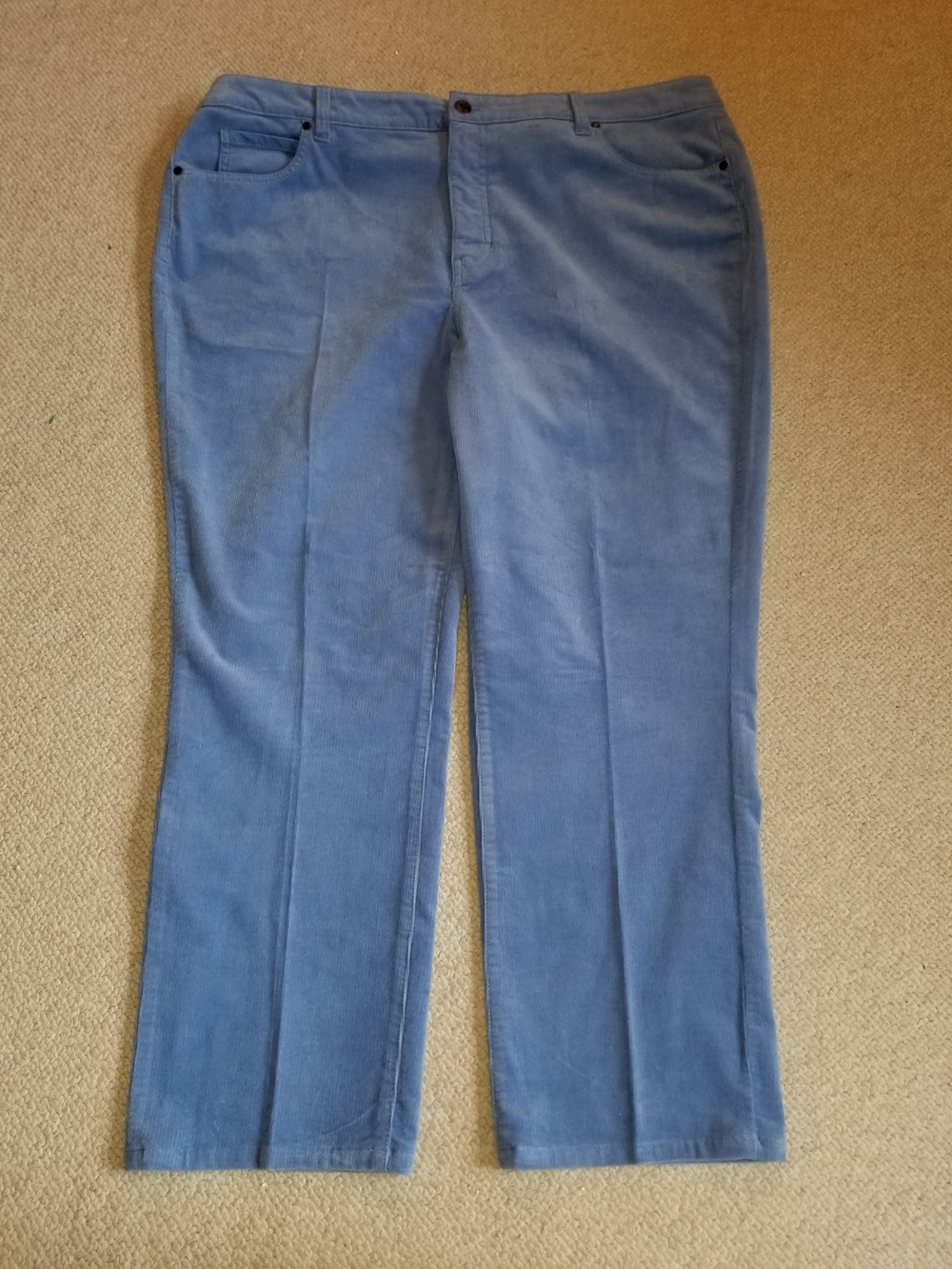 Womens Pants-TALBOTS-blue cotton stretch "Corduroy Straight Leg Pant"-18W